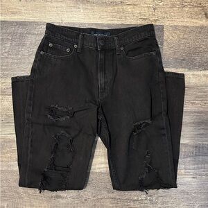 Women’s Aeropostale Black Ripped Distressed Mom Jeans Size 2